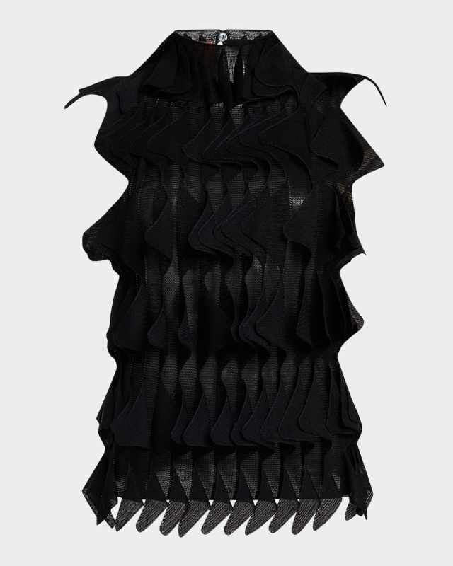 Pointed Ruffle Sleeveless Top